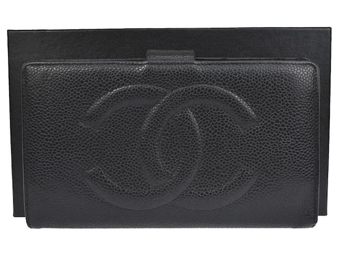 Timeless Chanel Logo CC Black Leather  ref.1111098