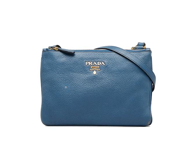 Prada Leather Crossbody Bag Leather Crossbody Bag in Good condition Blue  ref.1111148