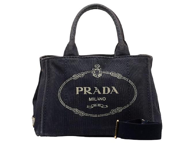 Prada Canapa Logo Handbag Black Cloth  ref.1111149
