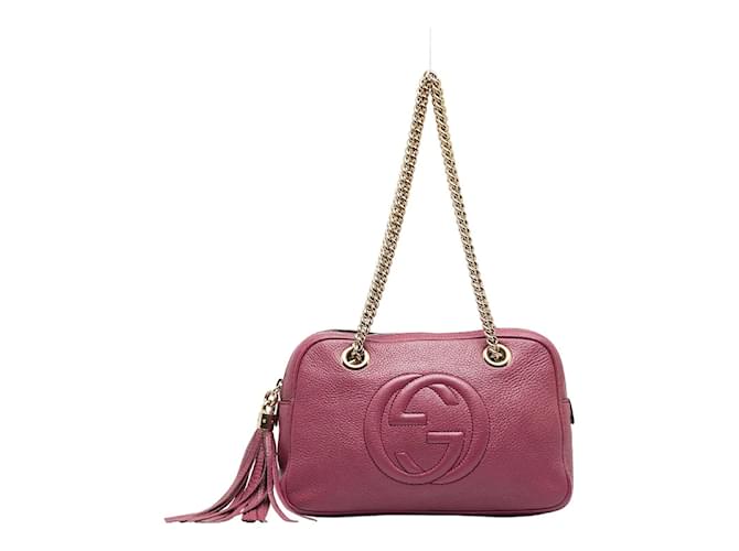 Gucci Soho Chain Zip Shoulder Bag 308983 Purple Leather Pony-style calfskin  ref.1111153