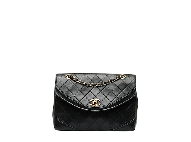Chanel CC Quilted Leather Chain Flap Bag Black Pony-style calfskin  ref.1111174