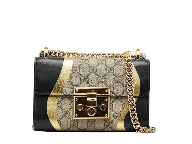 Gucci Small GG Supreme Padlock Shoulder Bag 432182 Brown Cloth  ref.1111203