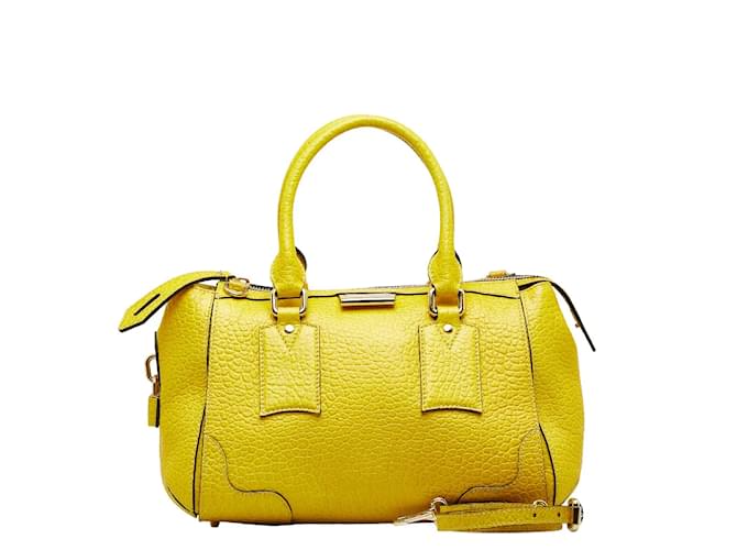 Burberry Leather Heritage Gladstone Tote Bag Yellow Pony-style calfskin  ref.1111211