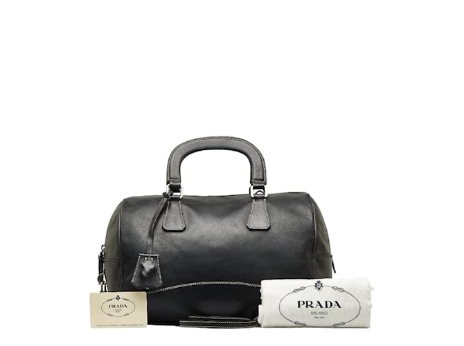 Prada Leather Mini Boston Bag B11074 Black  ref.1111214