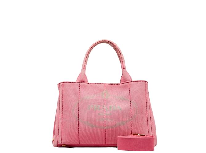 Prada Handtasche mit Canapa-Logo Pink Leinwand  ref.1111215