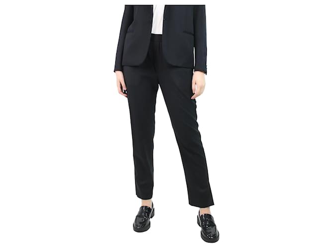 Nili Lotan Black elasticated trousers with side-slits - size UK 12 Wool  ref.1111273