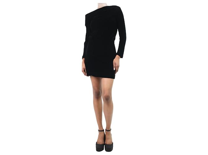 Theory Mini robe noire en velours à épaules dénudées - taille UK 4 Viscose  ref.1111275