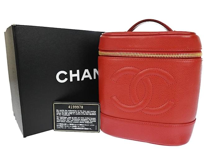 Chanel Vanity Roja Cuero  ref.1111283