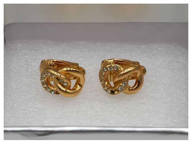 Christian Dior 1990s brincos de elo de corrente Dourado Banhado a ouro  ref.1111429