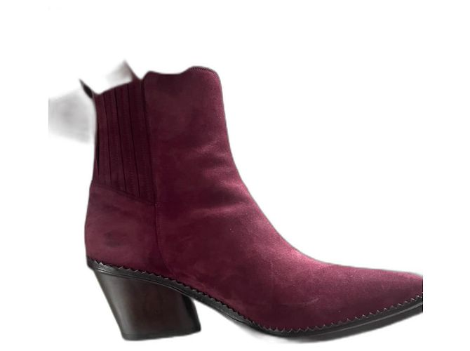 Botines Sartore de Nubuck Rojo Oscuro Burdeos