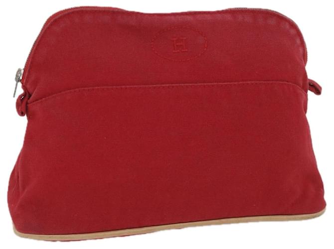 Hermès HERMES Bolide MM Pouch Canvas Rosso Auth ac2401 Tela  ref.1111561
