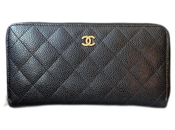 Chanel Timeless Classic Long Zip Wallet Beige Leather