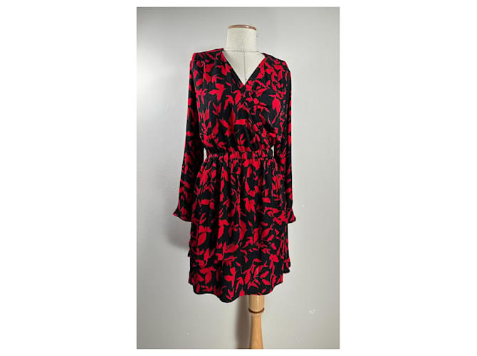 Zadig & Voltaire Dresses Black Red Viscose  ref.1111649