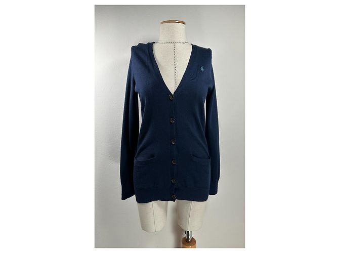 Ralph Lauren Strickjacke Blau Merino Wolle M