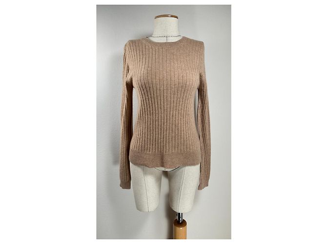 Autre Marque Just Cashmere Rippstrickpullover Rundhals Kaschmir Camel Kamel