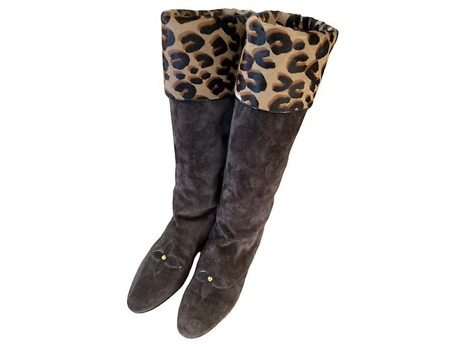 Louis Vuitton Brown Suede High Boots