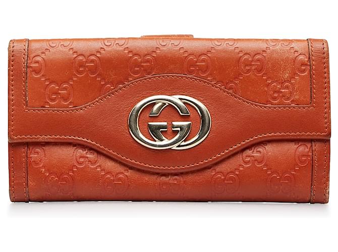 Gucci Red Guccissima Long Wallet Leather Pony-style calfskin  ref.1106294