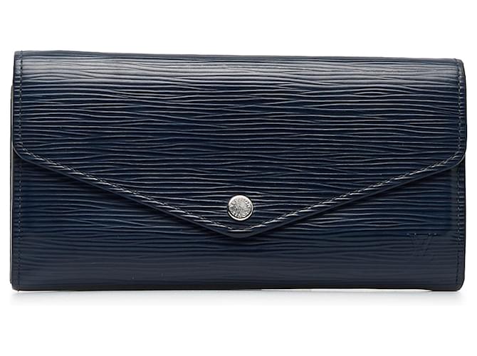 Louis Vuitton Blue Epi Portefeuille Sarah Lange Geldbörse Blau Marineblau Leder  ref.1106650