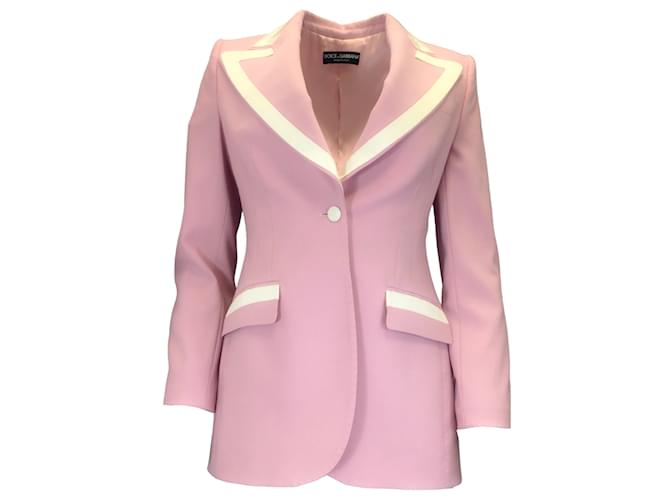 Dolce & Gabbana Light Pink / Cream Tailored Wool and Silk Blazer  ref.1111625
