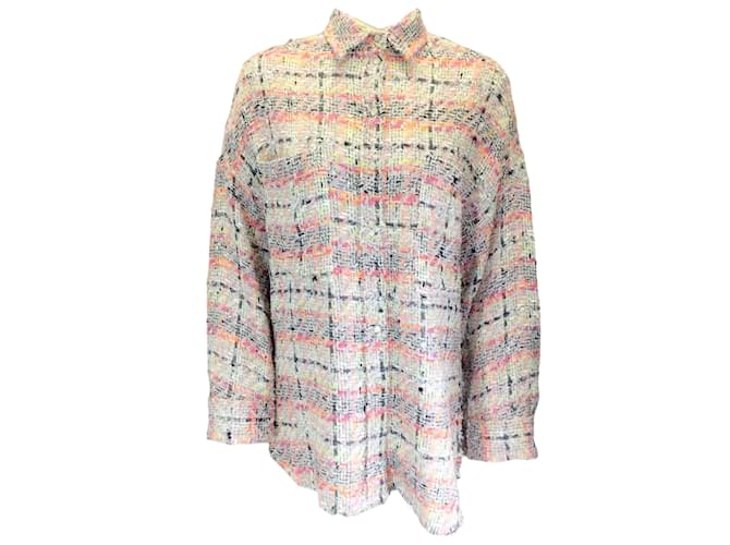 IRO Rosa Multi 2021 Giacca-camicia in tweed Mekkie Multicolore Cotone  ref.1111628