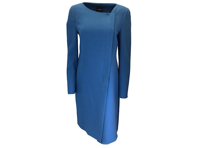 Akris Teal Silk Lined Wool Crepe Coat Blue  ref.1111643