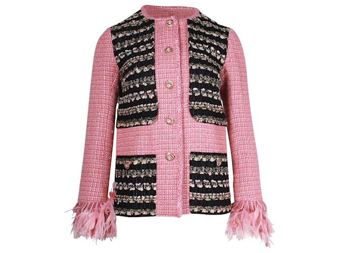 Chanel 2021/22 Métiers d'art Show-Runway-Blazer aus rosafarbenem Woll-Tweed Pink Wolle  ref.1111873