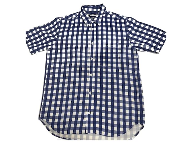 Camisa xadrez Jacquemus Branco Azul Algodão  ref.1112047
