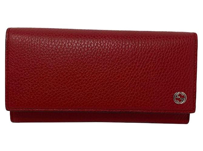 Cartera grande Gucci en cuero granulado rojo Roja  ref.1112052