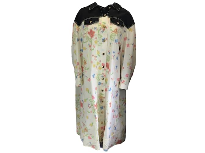 Prabal Gurung Weiß Multi / Schwarzer Mantel mit Blumenmuster Mehrfarben Polyester  ref.1112070