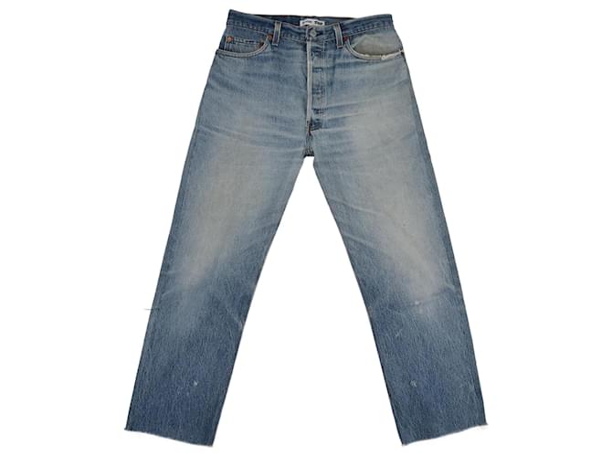 Autre Marque Calça jeans azul desbotada com corte reto Algodão  ref.1112079