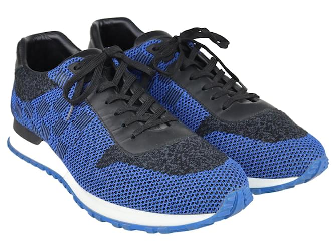 Louis Vuitton Blau/Schwarze Damier Run Away-Sneaker Leder  ref.1112097