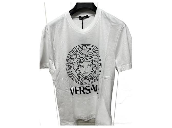 Camiseta Versace Medusa Negro Blanco Algodón  ref.1112123