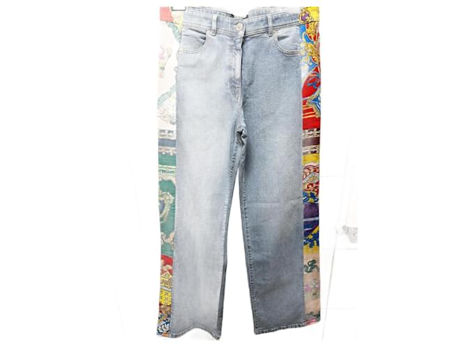 Jeans a gamba larga Versace Royal Rebellion Blu Multicolore Blu chiaro Seta Cotone Elastan  ref.1112128