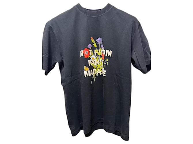 Autre Marque Drole de monsieur flower slogan tee Black Multiple colors Cotton  ref.1112148