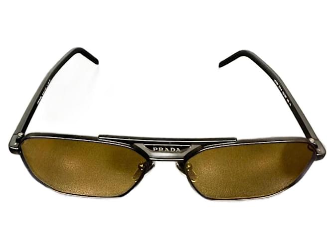 Óculos Prada Preto Amarelo Metal Acetato  ref.1112154