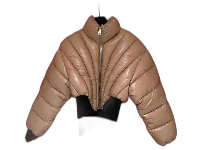Thierry Mugler Cropped Down Jacket Black and Beige