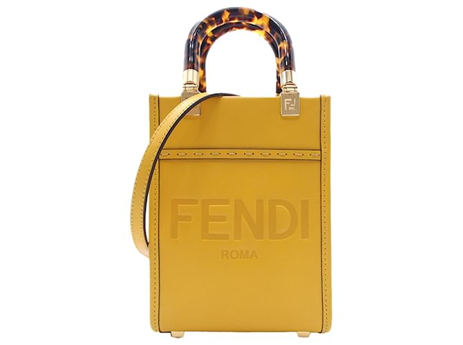 Fendi Gelbe Mini Sunshine Shopper-Tasche Leder Kalbähnliches Kalb  ref.1112283
