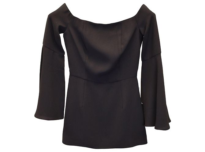 Iris & Ink Black Off-Shoulder Top in Black Polyester