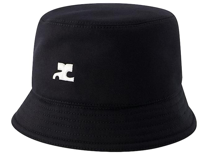 Signature Bucket Hat - Courreges - Cotton - Black  ref.1112325
