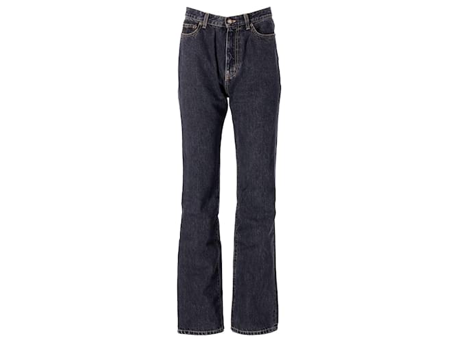 Saint Laurent Jeans mit hohem Bund aus schwarzer Baumwolle  ref.1112346