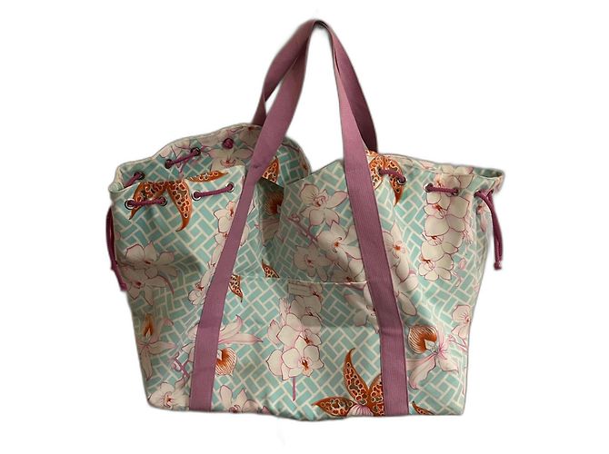 Autre Marque Bolso Tote Manuel Canovas de Algodón con Estampado de Flores Azul