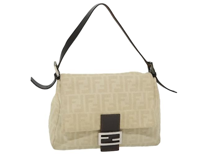 FENDI Zucca Canvas Mamma Baguette Shoulder Bag Beige Auth 57043  ref.1112444