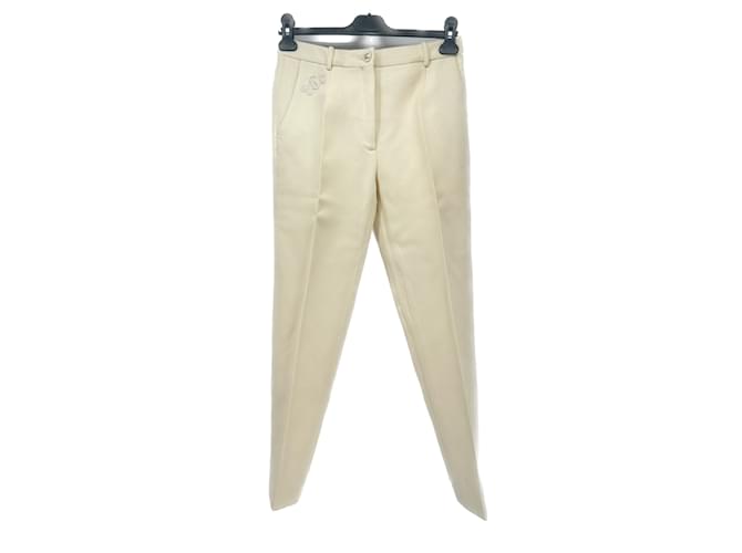 Autre Marque SCHIAPARELLI Pantalone T.fr 38 WOOL Bianco Lana  ref.1112593