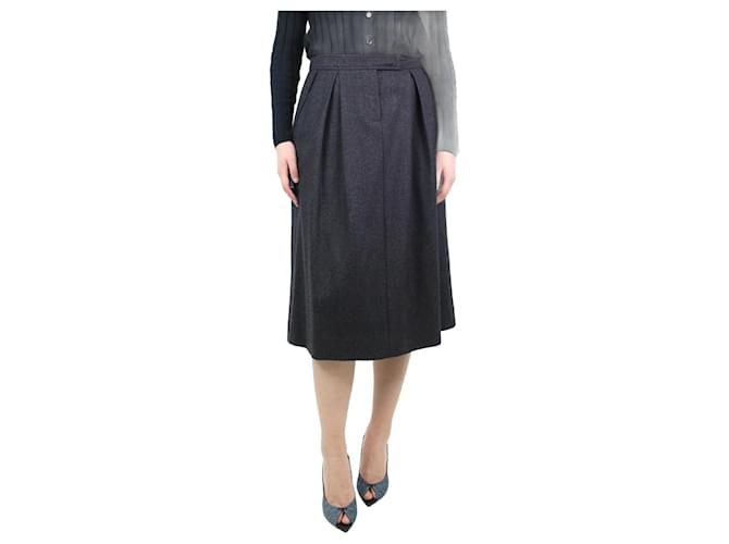 Autre Marque Grey A-line wool midi skirt - size UK 8 Elastane  ref.1112610