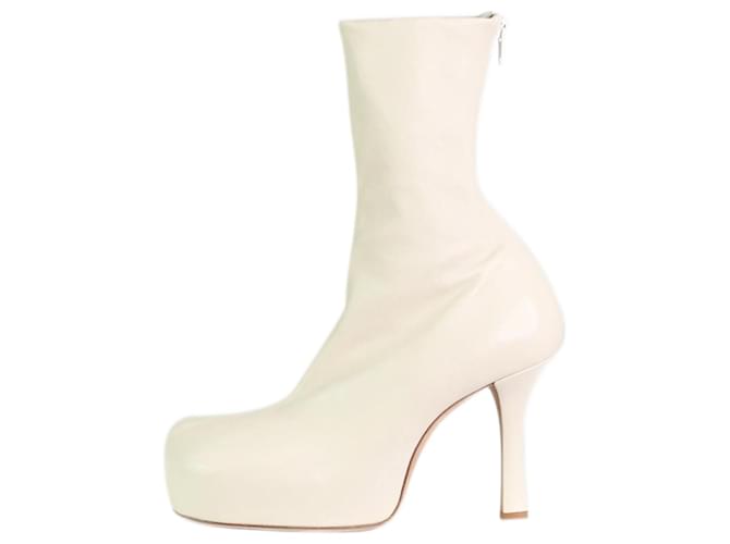 Bottega Veneta Cream concealed platform leather ankle boots - size EU 37.5  ref.1112613