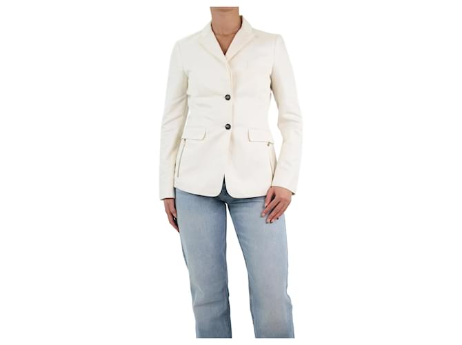 Loro Piana Cream linen-blend blazer - size UK 10 Cotton  ref.1112614