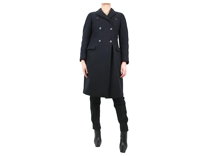 Prada Abrigo negro de lana con botonadura forrada - talla UK 8  ref.1112637