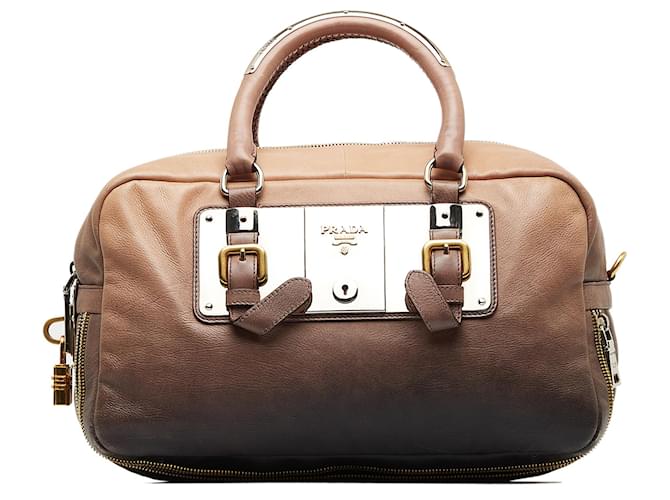 Prada Brown Ombre Glace Handbag Leather Pony-style calfskin  ref.1112660