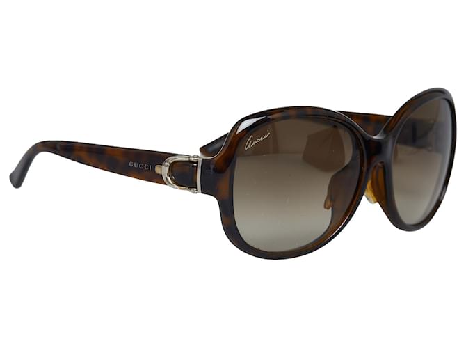 Gucci Brown Round Tinted Sunglasses Dark brown Plastic  ref.1112688