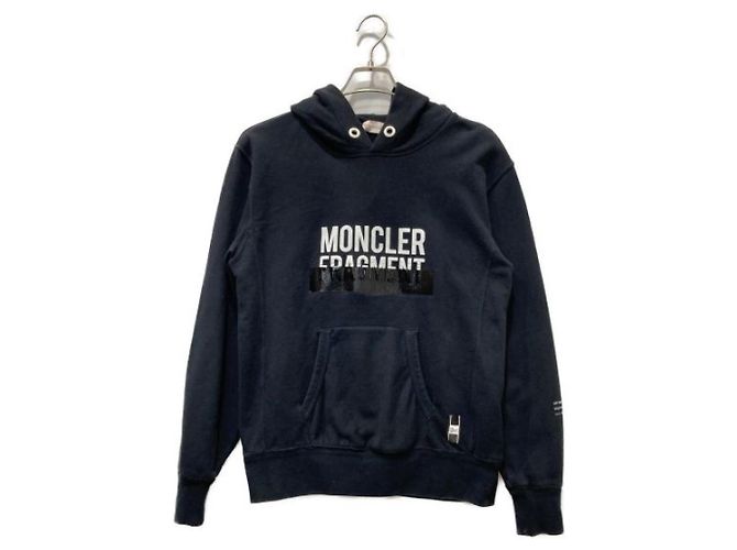 Moncler Kapuzenpullover mit Logo Tape Design Schwarz Baumwolle